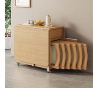 Table extensible en bois massif avec 4 chaises rembourrées, table de salle à manger pliable, design compact pour la maison, le salon, le restaurant et la cuisine mobile, 1,3 m