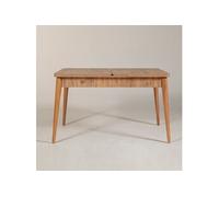 CONCEPT USINE | Table Extensible en Bois avec Rangements DYNIA | Design Fonctionnel et Moderne | 4 à 6 Places | Coloris Bois | Dimensions avec Extension 165 x 75 x 80 cm | Confort Quotidien Optimal