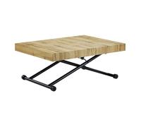 Table extensible et relevable 2 en 1 - MDF et acier - Naturel et noir - MORIALA