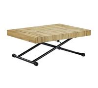 Table extensible et relevable 2 en 1 - MDF et acier - Naturel et noir - MORIALA
