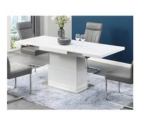 Table extensible et relevable LAURIA - 2 en 1 - MDF laqué - Blanc