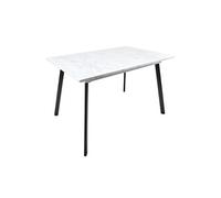 Toilinux - Table extensible imitation marbre pour 4 à 6 personnes - Gris et Noir Gris