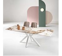 Table extensible jusqu'à 240 cm en pierre effet marbre Pandora SKY