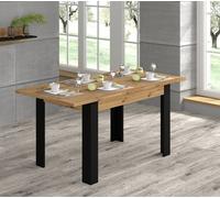 Table extensible NUKA 120/160x80x76 Couleur chêne avec pieds Noir mat