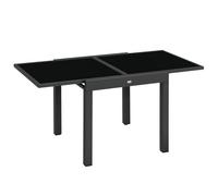 Outsunny Table Extensible Table de Jardin Grande Taille dim. dépliées 160 x 80 x 75 cm alu métal Gris foncé Plateau Verre trempé Noir | Aosom France