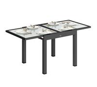 Table Extensible De Jardin 8 Pers. Métal Anthracite Verre Transparent Transparent