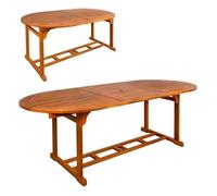 Aktive Acacia Wood Oval Table Extendable 150- 200x90x74 Cm Marron