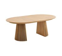 Table Extensible Ovale Pied Relief MDF Placage Chêne clair - DUBLIN