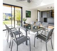 Table Extensible Carrée En Verre Piazza 4/8 Places Gris Anthracite Multicolore