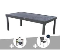 Table Extensible Rectangulaire Alu Piazza 10/12 Places Graphite + Housse + 12 Chaises Piazza - Hespéride Multicolore