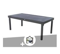 Table extensible rectangulaire alu Piazza 10/12 places Graphite + Housse - Hespéride