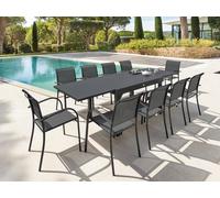 Table Extensible Rectangulaire Alu Piazza 6/10 Places Graphite Hespride Multicolore