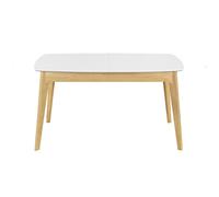 Table extensible rallonges intégrées rectangulaire blanc et bois L140-180 cm MEENA