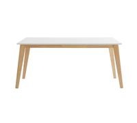 Table extensible rallonges intégrées rectangulaire blanche et bois clair L160-205 cm SWAD
