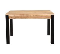 Table extensible rallonges intégrées rectangulaire en bois massif et métal noir L120-210 cm TRAP