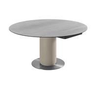 Table extensible ronde 90 à 150 cm en céramique gris pied central - PIVO Meubletmoi