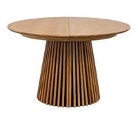 Altobuy - Table extensible ronde Dublin - pied central, relief MDF, placage chêne clair