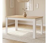 Table extensible salle à manger Blanc Bois Chêne 135-184 cm 8 pers Homestyle4u