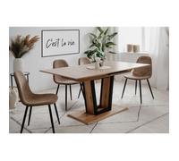 Finori Table extensible SORIA Rectangulaire 10 personnes 160/200 x 76 x 90 cm Noir / Chêne artisan