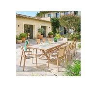 Table extérieure extensible 10p. Axiome argile effet bois honey Hespéride