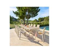 Table extérieure extensible 10p. Axiome effet bois et argile Hespéride