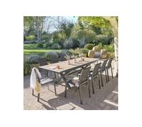Table extérieure extensible 10p. Axiome effet bois et graphite Hespéride