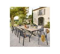 Table extérieure extensible 12p. Axiome effet bois et graphite Hespéride