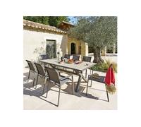 Hespéride - Table de Jardin axiome Praline et Marron 8 Places en Aluminium