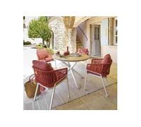 Table De Jardin Oriengo Bois D'acacia Blanc Ø111,5 X H.75,5 Cm Blanc