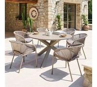 Hespéride - Table de Jardin 6 Places oryon d130cm café