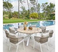 Table De Jardin Ronde Alu/Acacia Oriengo Blanc - 8 Places - Hespéride Multicolore