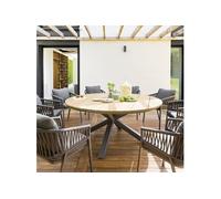 Hespéride - Table de Jardin Ronde Oriengo Gris Graphite - 8 Places - Aluminium Antirouille Acacia - Mobilier d'Extérieur pour Terrasse Balcon Patio