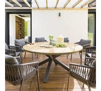 Table extérieure ronde 8 personnes graphite Oriengo Hespéride - Naturel