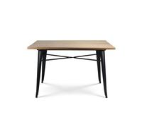 Kosmi Table Factory 120 x 80 cm en métal Noir Mat et Plateau en Bois Clair
