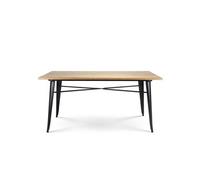 Table Factory 160 x 80 cm en métal noir mat et plateau en bois clair