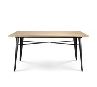 Kosmi Table Factory 160 x 80 cm en métal Noir Mat et Plateau en Bois Clair