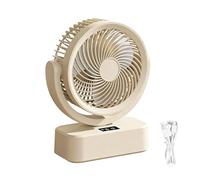 Table Fan - Rechargeable 6-Level Digital Display , Compact Quiet Desk Air Cooler | Portable Cooling Device | Suitable For Home Bedroom Living Room Kitchen Office Dorm Apartment Camping Travel Outdoor