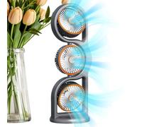 Table Fan - USB Rechargeable Fan | 5-Mode 3-Head 360 Rotating Cooling