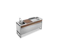 Table Fermée OASI 183C + Plancha OASI 55 Lisse / Feu DUAL + Evier + Mitigeur Pliable