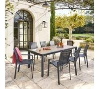 Table De Jardin Rectangulaire Alu Evasion 8 Places Effet Bois Honey Graphite - Hespéride Multicolore