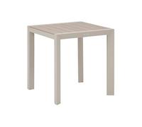 Table de jardin ""Évasion"" effet bois lin & argile 2 places lates en aluminium - Hespéride