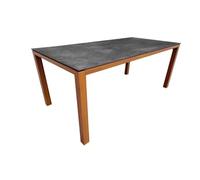 PROLOISIRS Table fixe - CHANEO - Aluminium époxy chêne Heat - Plateau plein céramique graphite 6 mm - 180 x 90 cm Graphite