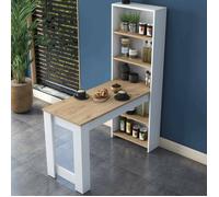 Table fixe Dpintaur - Dmora - Melaminè - Noyer, Blanc 120x53.8h153.6 cm