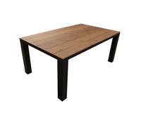 Table fixe - ELENA - Aluminium époxy graphite - Plateau lames fibre stone bois structure - 180 x 108 cm