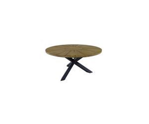 Table fixe - FERRONE - Aluminium graphite - Teck FSC 100% - ?ò150 cm