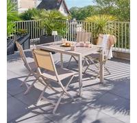 Table De Jardin Rectangulaire Alu Evasion 4 Places Effet Bois Lin Et Argile - Hespéride Multicolore