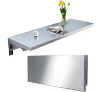 Table Flottante Pliante Murale en Acier Inoxydable, avec Supports métalliques, Bureau Rabattable for buanderie(70 * 30cm)