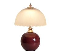 table for living room Mushroom Globe Ceramic Table Nordic Desktop Nightstand Accent with Dome Glass Shade Mushroom Desk Lights for Bedroom Living Room Restaurant Dining Room