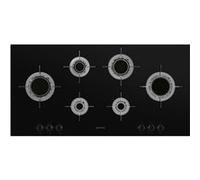 Table gaz ''Dolce Stil Novo'', 100 cm, Verre ceramique avec bord droit, grilles individuelles en inox avec revetement en titane, bruleurs a flamme annulaire verticale avec un design ultra-plat, 6 foye