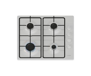 Table gaz inox, 60 cm, SER2, 4 brûleurs, Fonte avec pieds en caoutchouc BOSCH - PBP6B2K80